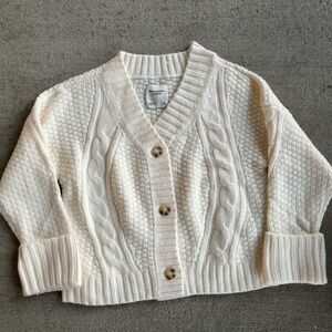 Abercrombie and Fitch cream chunky cable knit sweater cardigan NWOT ivory